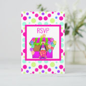 BRIGHT CIRCUS BIRTHDAY PARTY RSVP KAARTJE (Staand voorkant)