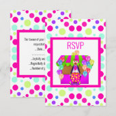 BRIGHT CIRCUS BIRTHDAY PARTY RSVP KAARTJE (Voorkant / Achterkant)