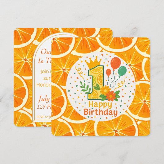 Bright Citrus eerste verjaardag Kaart (Voorkant / Achterkant)