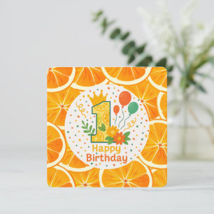Bright Citrus eerste verjaardag Kaart