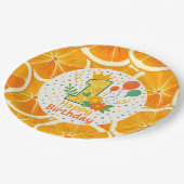 Bright Citrus Eerste Verjaardag Papier Borden Papieren Bordje (Gekanteld)