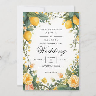 Bright Citrus Floral Arch Wedding Kaart