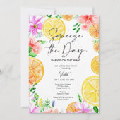 Bright Citrus Floral Baby shower Brunch Uitnodigin Kaart (Voorkant)
