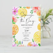 Bright Citrus Floral Baby shower Brunch Uitnodigin Kaart (Staand voorkant)