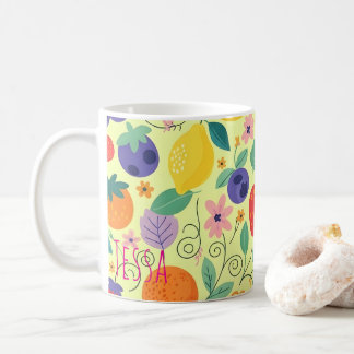 Bright Citrus Fruit and Berry Whimsical Summer Art Koffiemok