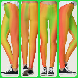 Bright Citrus kleuren Sinaasappel geel groen Leggings