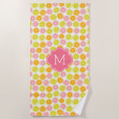 Bright Citrus Pattern Monogrammed Strandlaken (Voorkant)