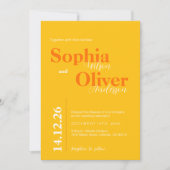 Bright Citrus Pop Bold Minimalist Wedding Kaart (Voorkant)