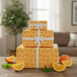 Bright Citrus Sinaasappel Slices Wrapping Paper Cadeaupapier