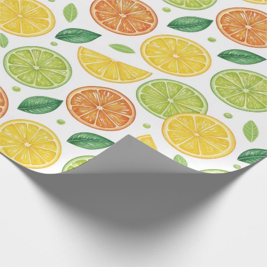 Bright Citrus Slice Pattern Gift Wrap Cadeaupapier (Hoek)