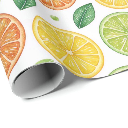 Bright Citrus Slice Pattern Gift Wrap Cadeaupapier (Rol Hoek)