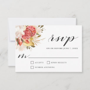 Bright Citrus Tropical Floral Wedding RSVP
