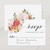 Bright Citrus Tropical Floral Wedding RSVP Kaartje (Voorkant / Achterkant)