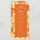 Bright Citrus Yellow Orange Bridal Shower Wedding Menu (Voorkant / Achterkant)
