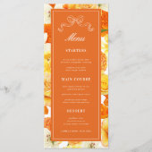 Bright Citrus Yellow Orange Bridal Shower Wedding Menu (Voorkant)