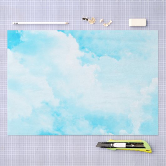 Bright Cloudy Sky - Blauw Tissuepapier (Craft)