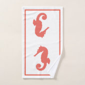 Bright Coastal Coral Pink Seahorses Bad Handdoek (Handdoek)