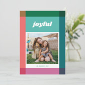 Bright Color Block Lijst One Photo Christmas-Kaart Feestdagenkaart (Staand voorkant)