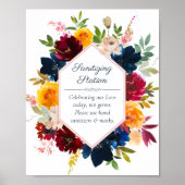 Bright Color Floral Wedding Sanitizing Station Poster (Voorkant)