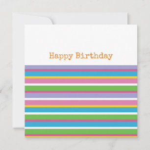 Bright Color Stripes HAPPY BIRTHDAY Modern Preppy Kaart