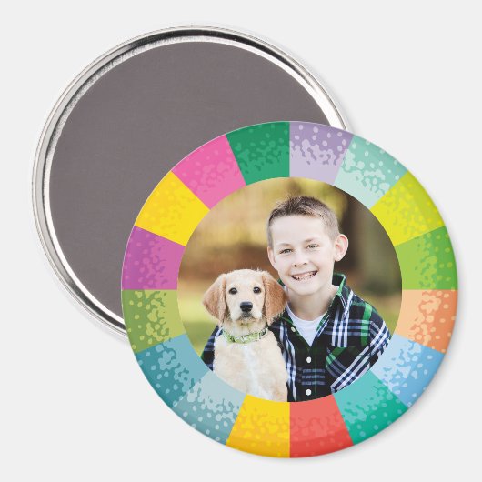 Bright Color Wheel Round Photo Magnet (Voorkant / Achterkant)