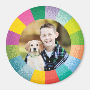 Bright Color Wheel Round Photo Magnet