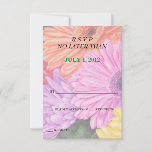 BRIGHT COLORED GERBERS  RSVP-KAARTEN RSVP KAARTJE (Voorkant)