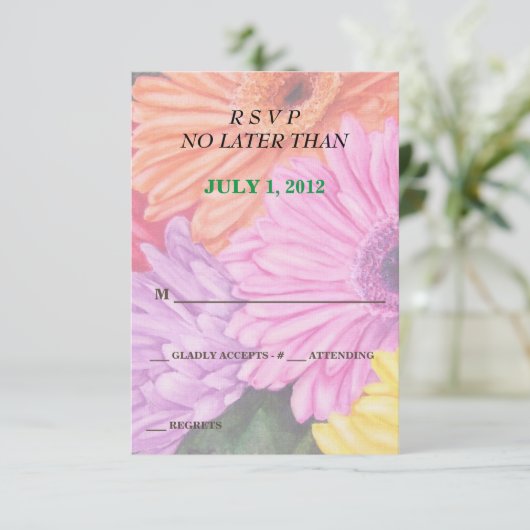BRIGHT COLORED GERBERS  RSVP-KAARTEN RSVP KAARTJE (Staand voorkant)