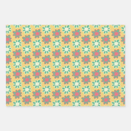Bright colored retro flower inpakpapier vel (Voorkant 3)