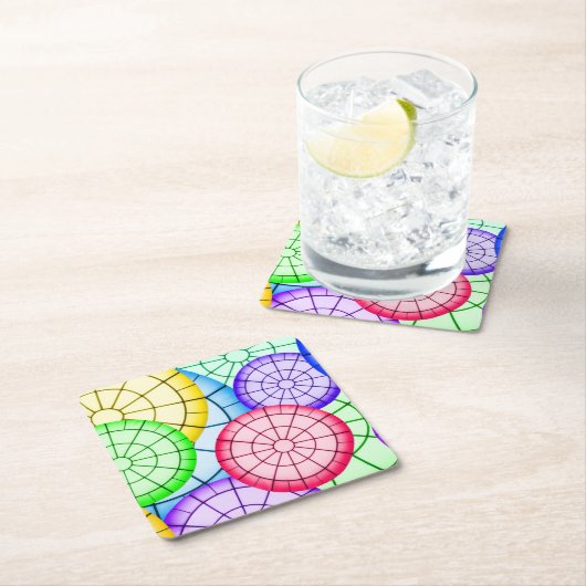 Bright Colorful Abstract Circles Pattern Kartonnen Onderzetters (Insitu)