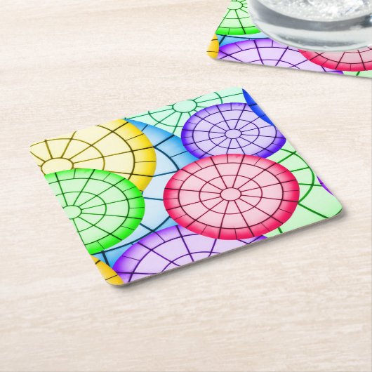 Bright Colorful Abstract Circles Pattern Kartonnen Onderzetters (Schuin)