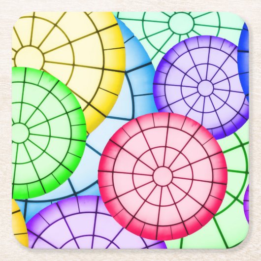 Bright Colorful Abstract Circles Pattern Kartonnen Onderzetters (Voorkant)