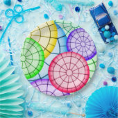 Bright Colorful Abstract Circles Pattern Papieren Bordje (Feest)