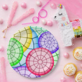 Bright Colorful Abstract Circles Pattern Papieren Bordje (Feest)