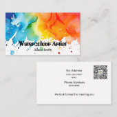 Bright Colorful Abstract Watercolor Art Square Bus Visitekaartje (Voorkant / Achterkant)