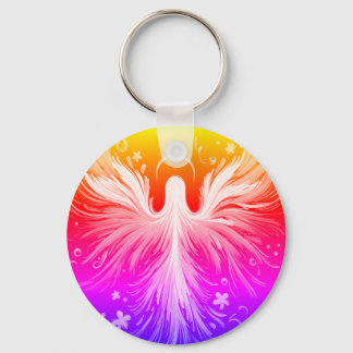 Bright Colorful Angel Design on a Round Key Chain Sleutelhanger