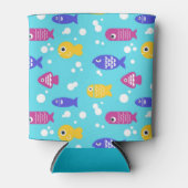 Bright Colorful Cartoon Fish Pattern Blue Blikjeskoeler (Voorkant)