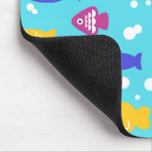 Bright Colorful Cartoon Fish Pattern Blue Muismat (Hoek)