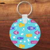 Bright Colorful Cartoon Fish Pattern Kids Name Sleutelhanger (Achterkant)