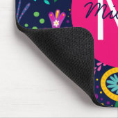 Bright Colorful Chaotic Floral Blue Personalised Muismat (Hoek)