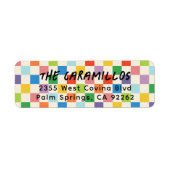 Bright Colorful Checkerboard Retouradres Etiket (Voorkant)