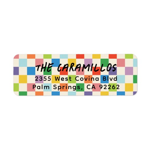Bright Colorful Checkerboard Retouradres Etiket (Voorkant)