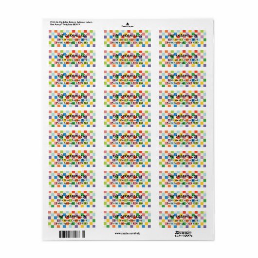 Bright Colorful Checkerboard Retouradres Etiket (Full Sheet)