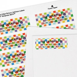 Bright Colorful Checkerboard Retouradres Etiket