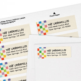 Bright Colorful Checkerboard Retouradres Etiket