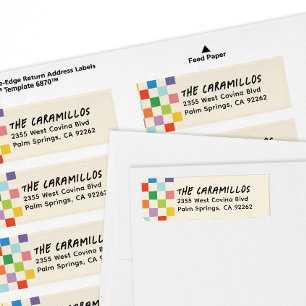 Bright Colorful Checkerboard Retouradres Etiket