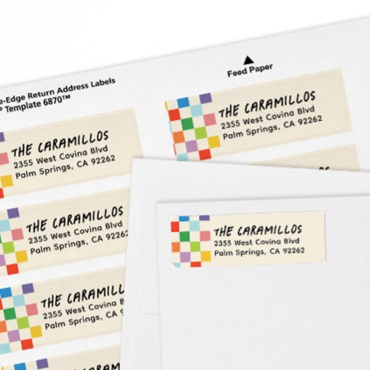 Bright Colorful Checkerboard Retouradres Etiket