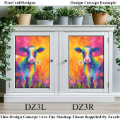 Bright Colorful Cow with Daisy DZ3R Decoupage Tissuepapier