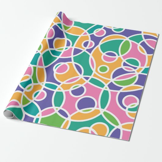 Bright Colorful Crazy Circles Pattern Cadeaupapier (Uitgerold)
