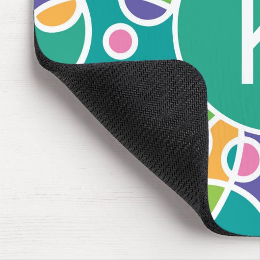 Bright Colorful Crazy Circles Pattern Monogram Muismat (Hoek)